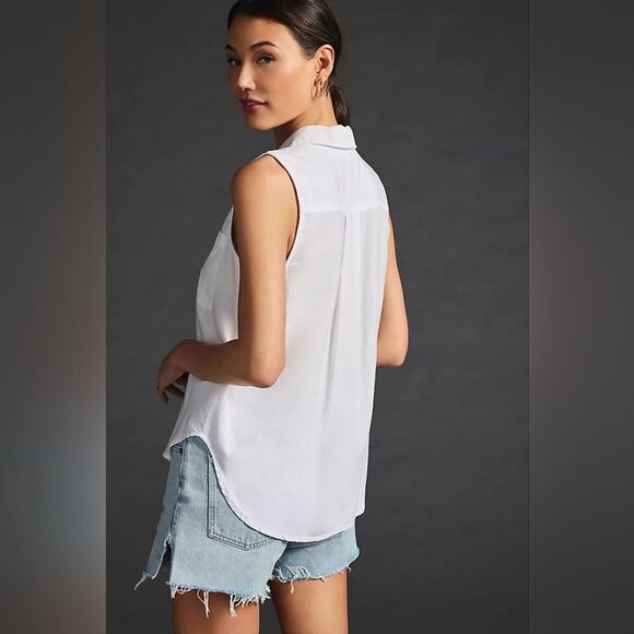 Anthropologie Cloth & Stone White Sleeveless Hipster Top Small - Picture 2 of 8